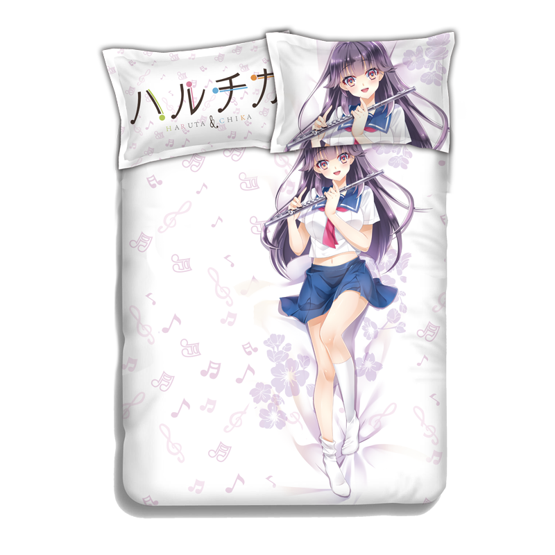 Homura Chika Anime 4 Pieces Bedding Sets,Bed Sheet Duvet Cover with Pillow Covers